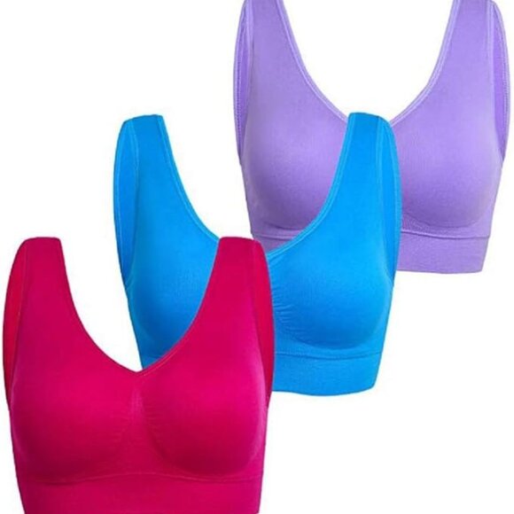 3pc Womens Size 4X Plus size Seamless Bra Bundle Wirefree Yoga Daily Use - Picture 2 of 10
